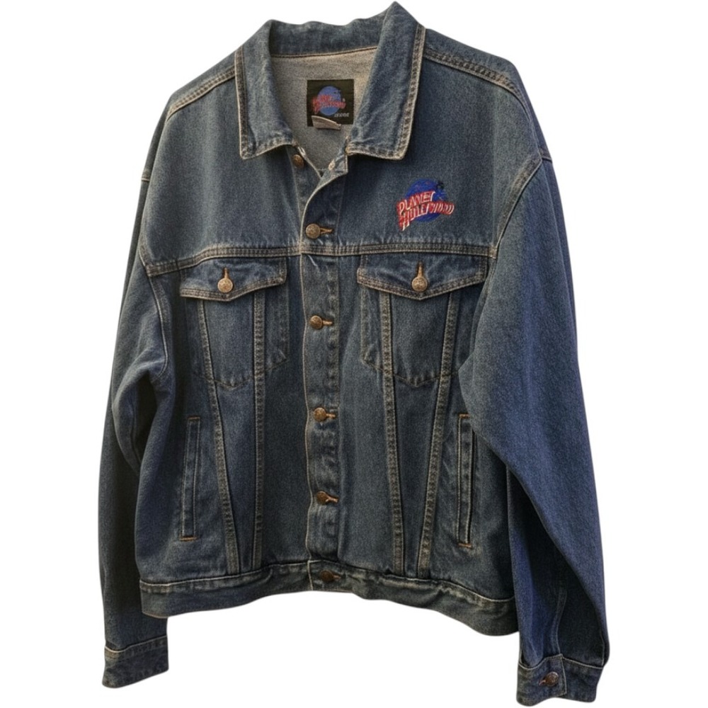 Vintage Planet Hollywood Myrtle Beach Denim Jacket 90s Blue Cotton XL streetwear